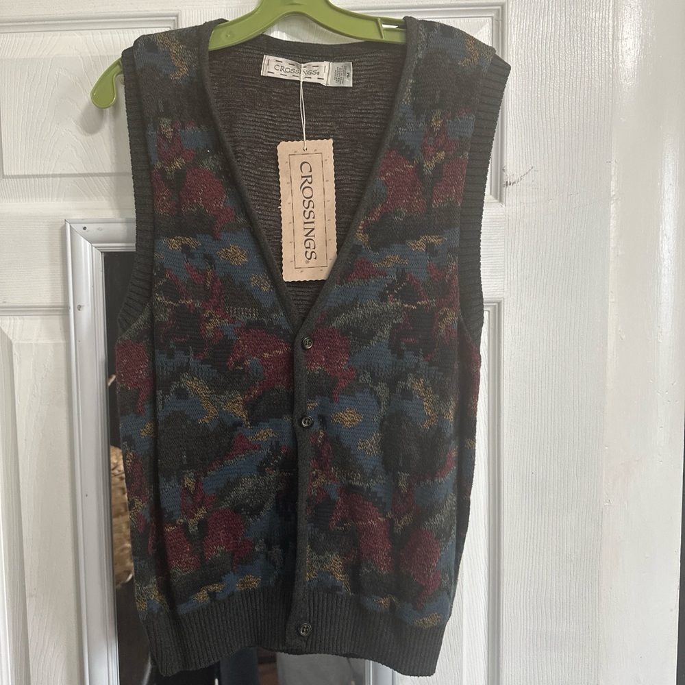 Crossings Men’s Charcoal Multi-Color Knit Vest